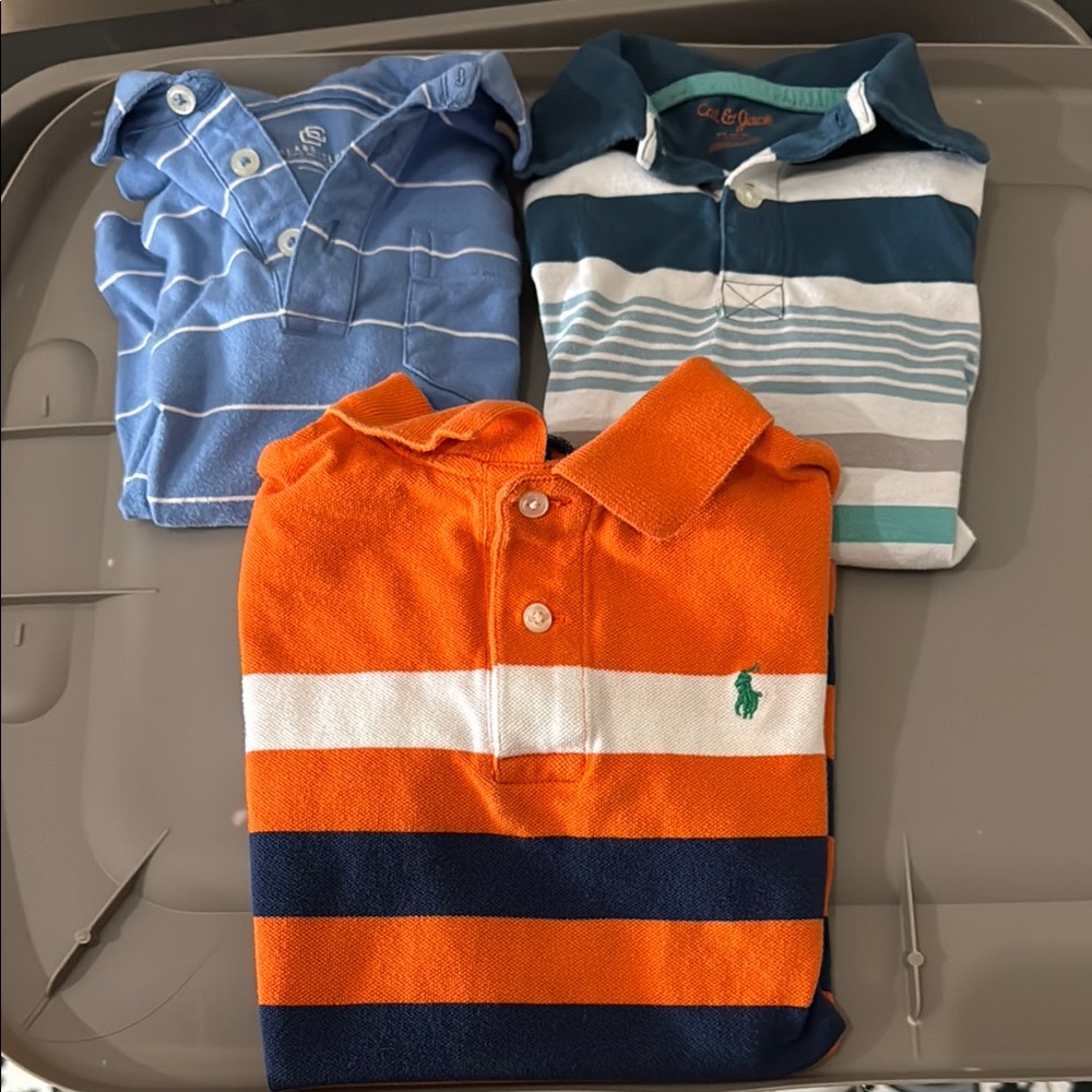 3 Kids Striped Polo Shirts